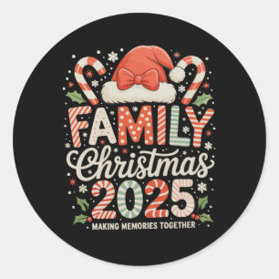 Pegatina Redonda Navidad Familiar 2025 Coincidencia de Vacaciones d
