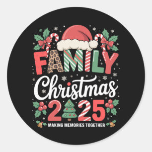 Pegatina Redonda Navidad Familiar 2025 Ropa de Navidad Familiar