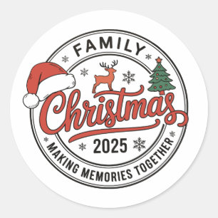 Pegatina Redonda Navidad Familiar 2025 Temporada Navideña Coinciden