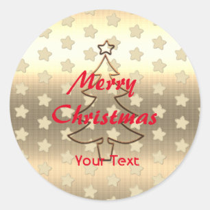 Pegatina Redonda Navidad Feliz oro personalizada