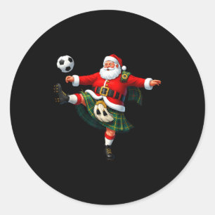 Pegatina Redonda Navidad Fútbol Santa Divertido Fútbol Festivo Aleg