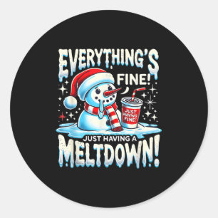 Pegatina Redonda Navidad Invierno todo está bien solo tener un Melt