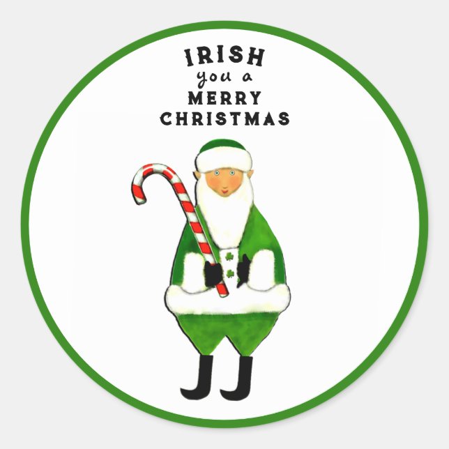 Pegatina Redonda Navidad irlandesa (Anverso)