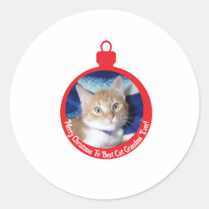 Pegatina Redonda Navidad, Mejor Abuela de Gatos' , 