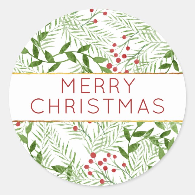 Pegatina Redonda NAVIDAD MERRY moderna deja vacaciones en Berries (Anverso)