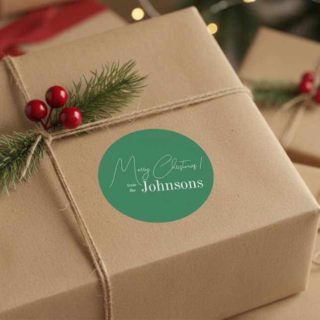 Pegatina Redonda Navidad Moderna Familia Verde (Subido por el creador)