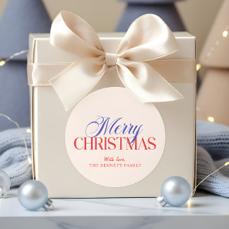 Pegatina Redonda Navidad moderna feliz