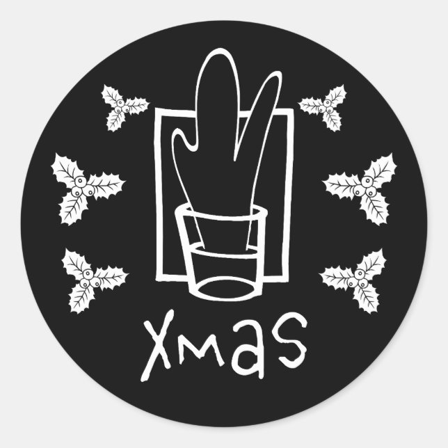 Pegatina Redonda Navidad Negra de Navidad (Anverso)