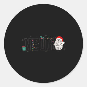 Pegatina Redonda Navidad Neuro Neurología Fiesta Neurociencia Enfer