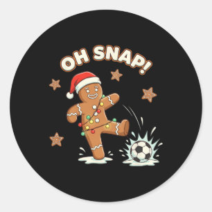 Pegatina Redonda Navidad Oh Snap Pan de Jengibre Fútbol Navideña Di