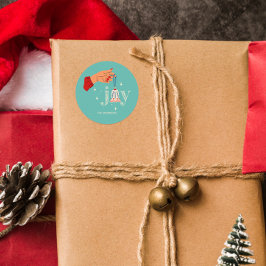 Pegatina Redonda Navidad Ornament Joy Holiday