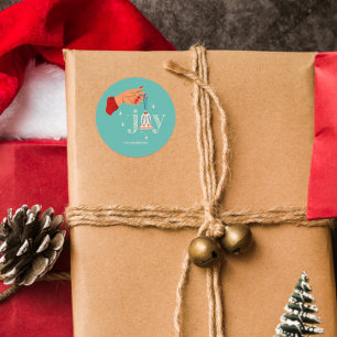 Pegatina Redonda Navidad Ornament Joy Holiday
