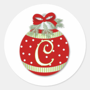PEGATINA REDONDA NAVIDAD ORNAMENTAL INICIAL C