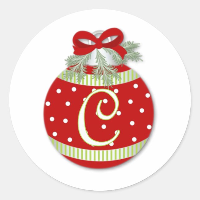 PEGATINA REDONDA NAVIDAD ORNAMENTAL INICIAL C (Anverso)