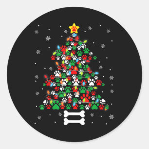 Pegatina Redonda Navidad Perrito Patas Arbol de Navidad Perro Cacho