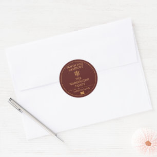 Pegatina Redonda Navidad personalizada al estilo pasaporte vintage