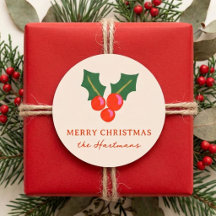 Navidad Personalizada con Bayas de Acebo Coloridas