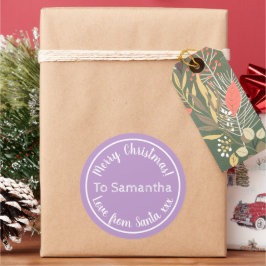Pegatina Redonda Navidad personalizada de Santa Lilac