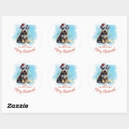 Pegatina Redonda Navidad personalizada de Schnauzer