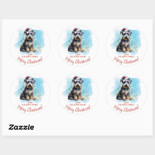 Pegatina Redonda Navidad personalizada de Schnauzer