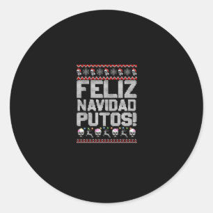 Pegatina Redonda Navidad Putos Funny Navidades feos de México Fiest