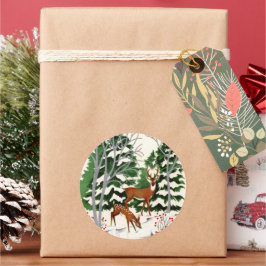 Pegatina Redonda Navidad retro vintage