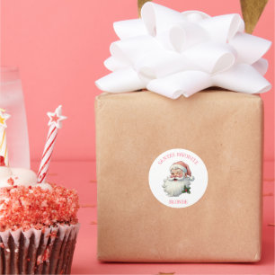 Pegatina Redonda Navidad rosa favorita de Santa Vieja personalizada