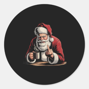 Pegatina Redonda Navidad Santa Dedo Medio Sarcástico Navidad Divert