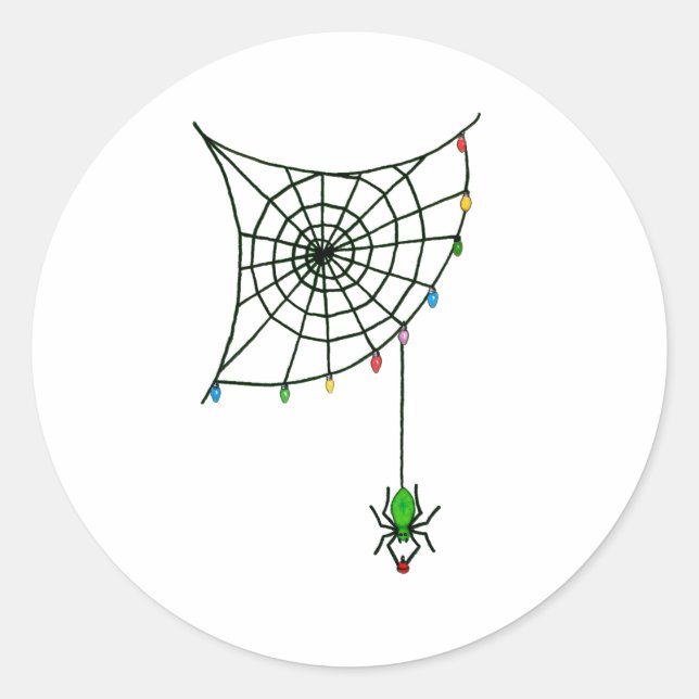 Pegatina Redonda Navidad Spider Web Lights Gótico Holiday (Anverso)