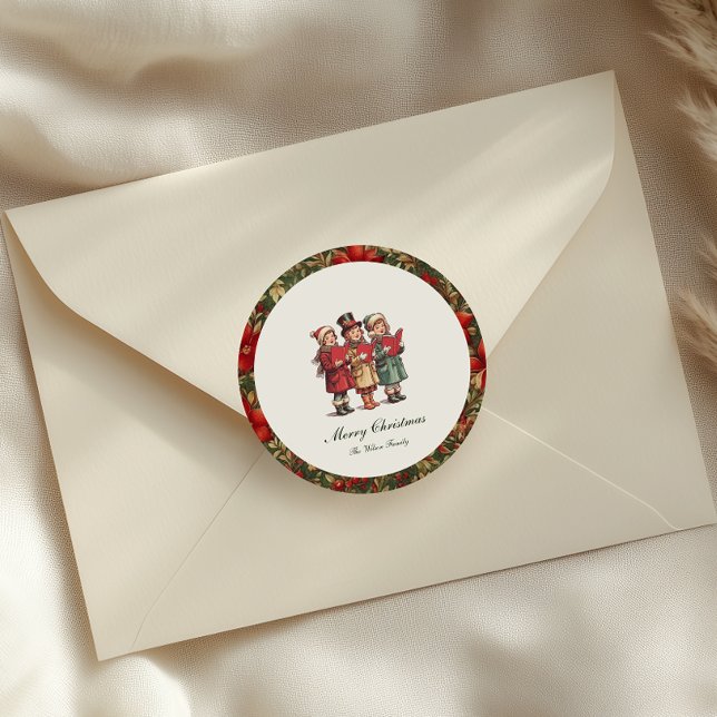 Pegatina Redonda Navidad tradicional vintage (Subido por el creador)