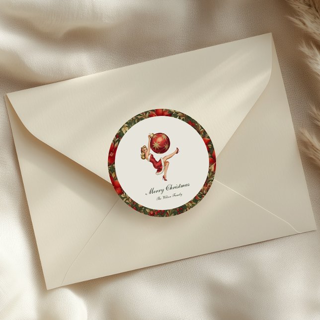 Pegatina Redonda Navidad tradicional vintage (Subido por el creador)