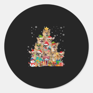 Pegatina Redonda Navidad Tree Xmas enciende Chihuahua Classic T-Shi