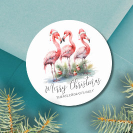 Pegatina Redonda Navidad tropical de los cerezos