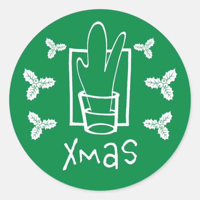 Pegatina Redonda Navidad Verde Christmas (Anverso)