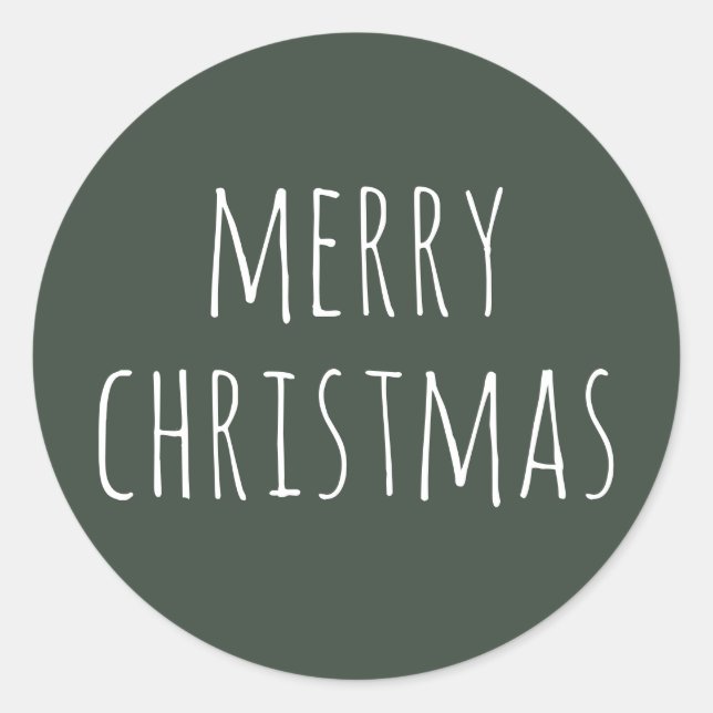 Pegatina Redonda Navidad Verde Oscuro Silenciada | Festivo Minimali (Anverso)