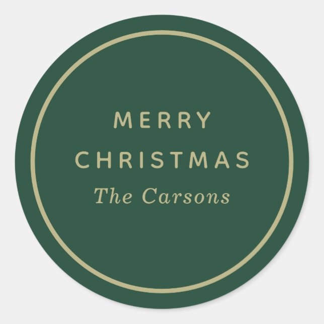 Pegatina Redonda Navidad Verde y Dorada (Anverso)