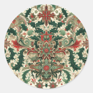 Pegatina Redonda Navidad victoriana/clásica/vintage