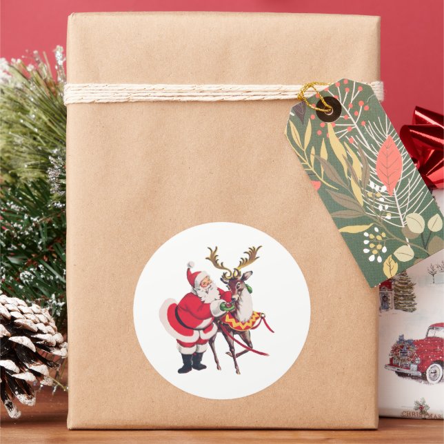 Pegatina Redonda Navidad vintage (Vacaciones)