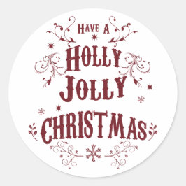 Pegatina Redonda Navidad Vintage Holly Jolly