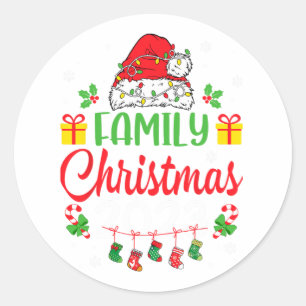 Pegatina Redonda Navidades 2023 Tripulación de Primos Santa Hat Hom