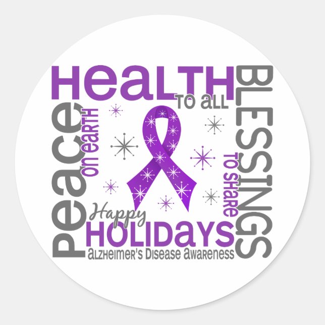 Pegatina Redonda Navidades 4 Copos de nieve con la enfermedad de Al (Anverso)