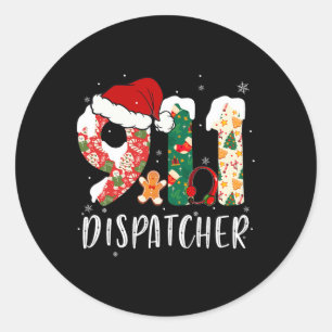 Pegatina Redonda Navidades 911 Dispatcher