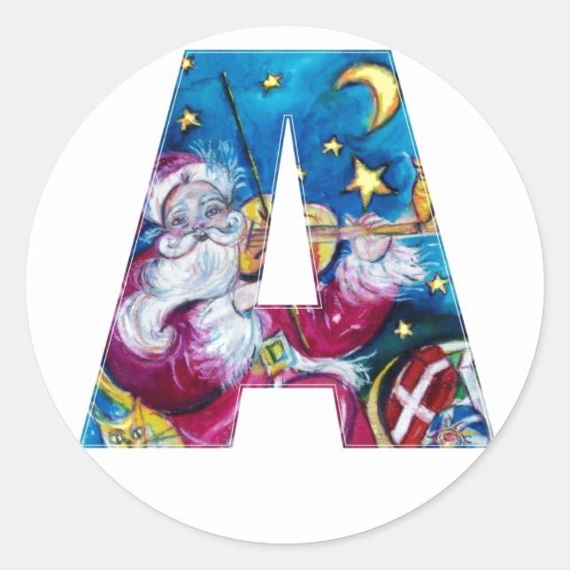 PEGATINA REDONDA NAVIDADES A CARTA / INSPIRADO SANTA MONOGRAM (Anverso)