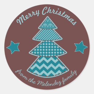 Pegatina Redonda Navidades acallaron a Maroon Aqua Verde azulado