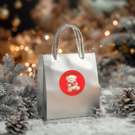 Pegatina Redonda Navidades acogedores Teddy Bear