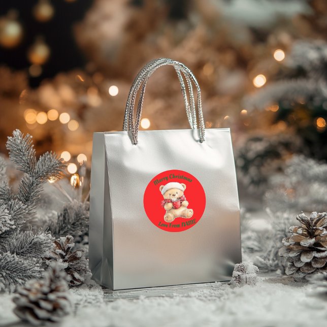 Pegatina Redonda Navidades acogedores Teddy Bear (Subido por el creador)