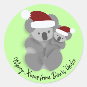 Pegatina Redonda Navidades adorables Koala y Joey