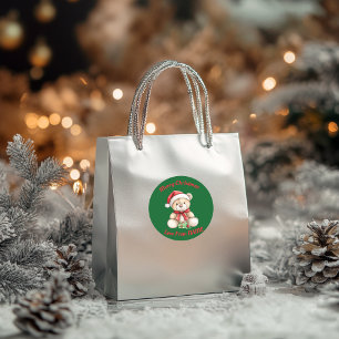 Pegatina Redonda Navidades adorables Teddy Bear