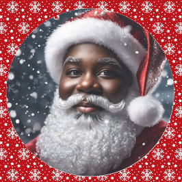 Pegatina Redonda Navidades afroamericanos de Santa Claus
