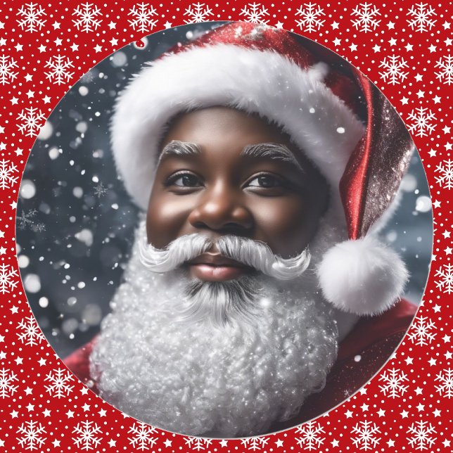 Pegatina Redonda Navidades afroamericanos de Santa Claus (Subido por el creador)